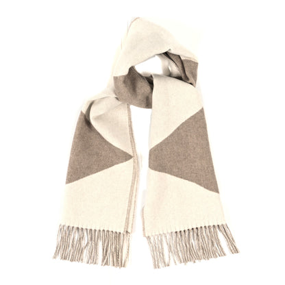 Hermes Cashmere Casaque Zig Zag Muffler Etoupe Ivory 1 of 4