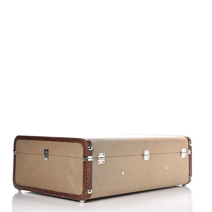 Prada Jacquard Logo Crocodile Trim Suitcase Corda Tabacco 7 of 20