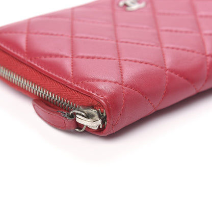 Chanel Lambskin Quilted Zip Around Wallet Dark Pink 9 of 13