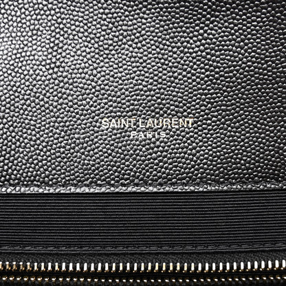 Saint Laurent Grain De Poudre Textured Mixed Matelasse Large Triquilt Monogram Satchel Black 6 of 9