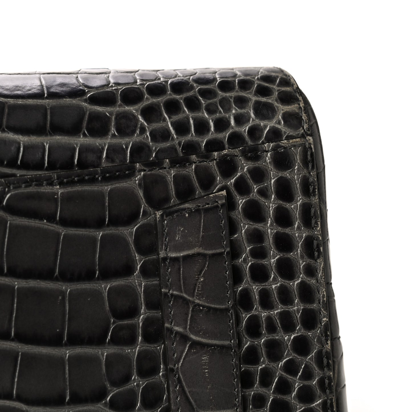 Calfskin Crocodile Embossed Small Antigona Storm Grey