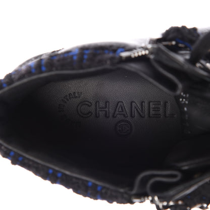 Chanel Lambskin Tweed Zipped Sneakers 35 Black Blue 7 of 8