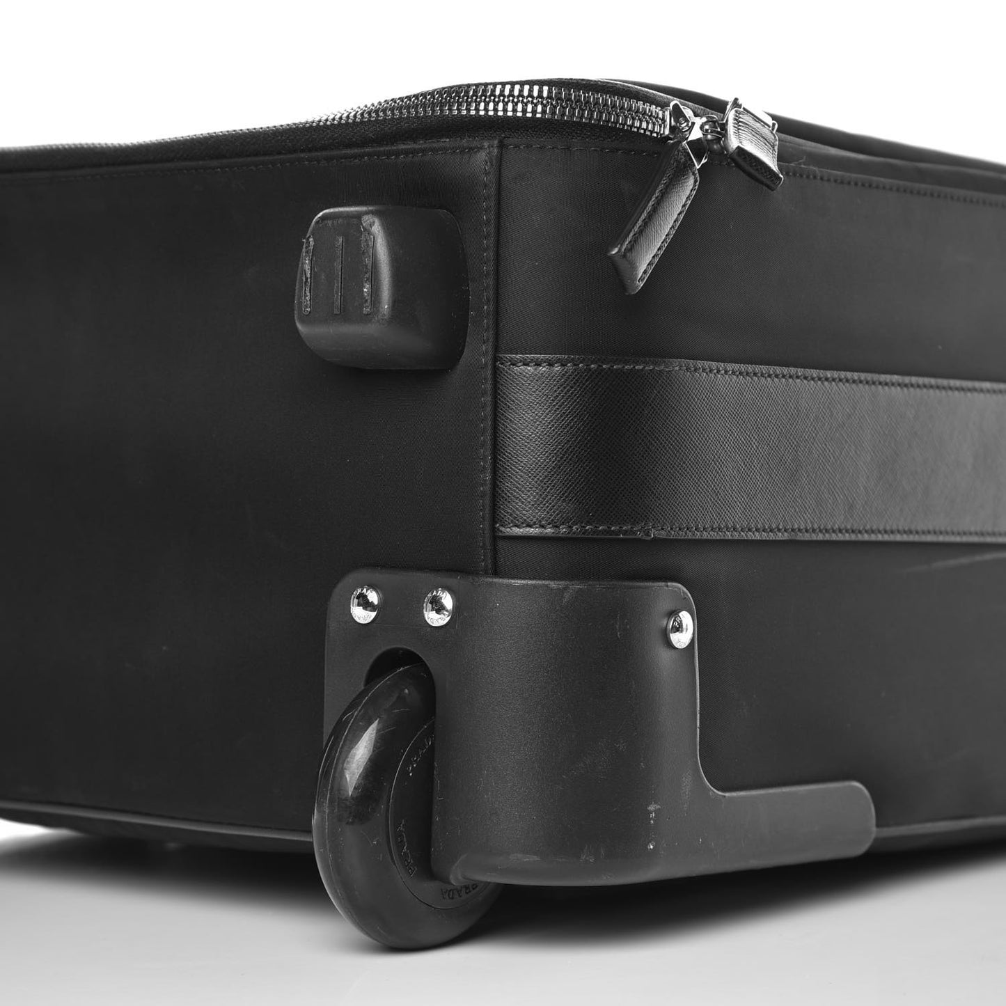 Tessuto Nylon Saffiano Trolley Luggage Black