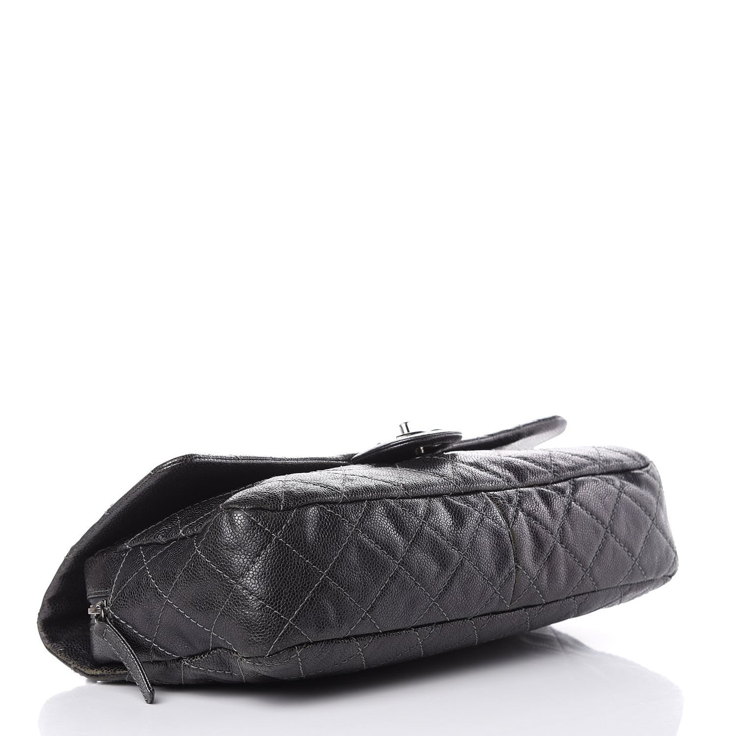 Iridescent Caviar Quilted Large Chic Flap Dark Grey