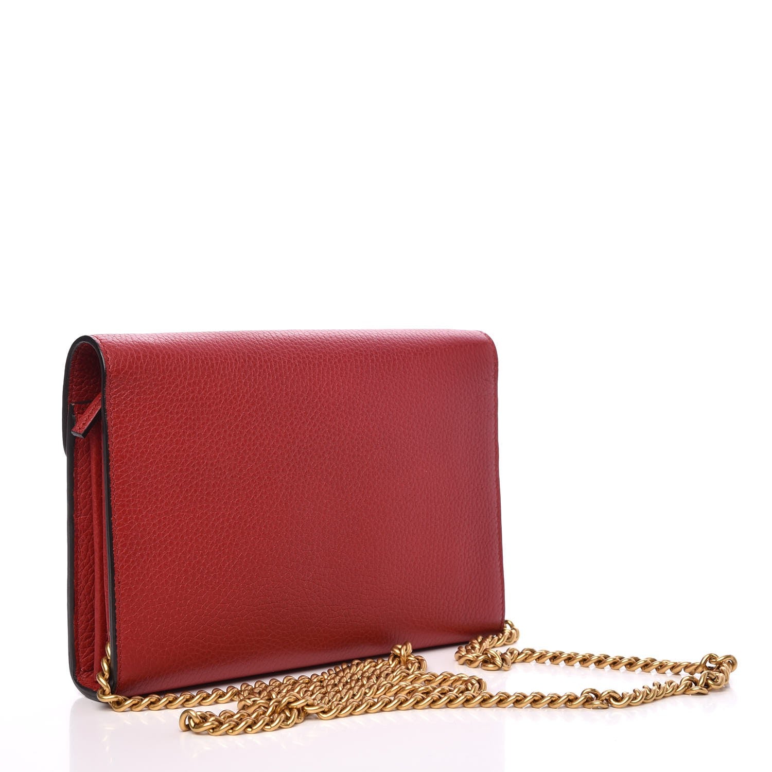 Gucci Calfskin GG Marmont Chain Wallet Vulcanic Red 3 of 8