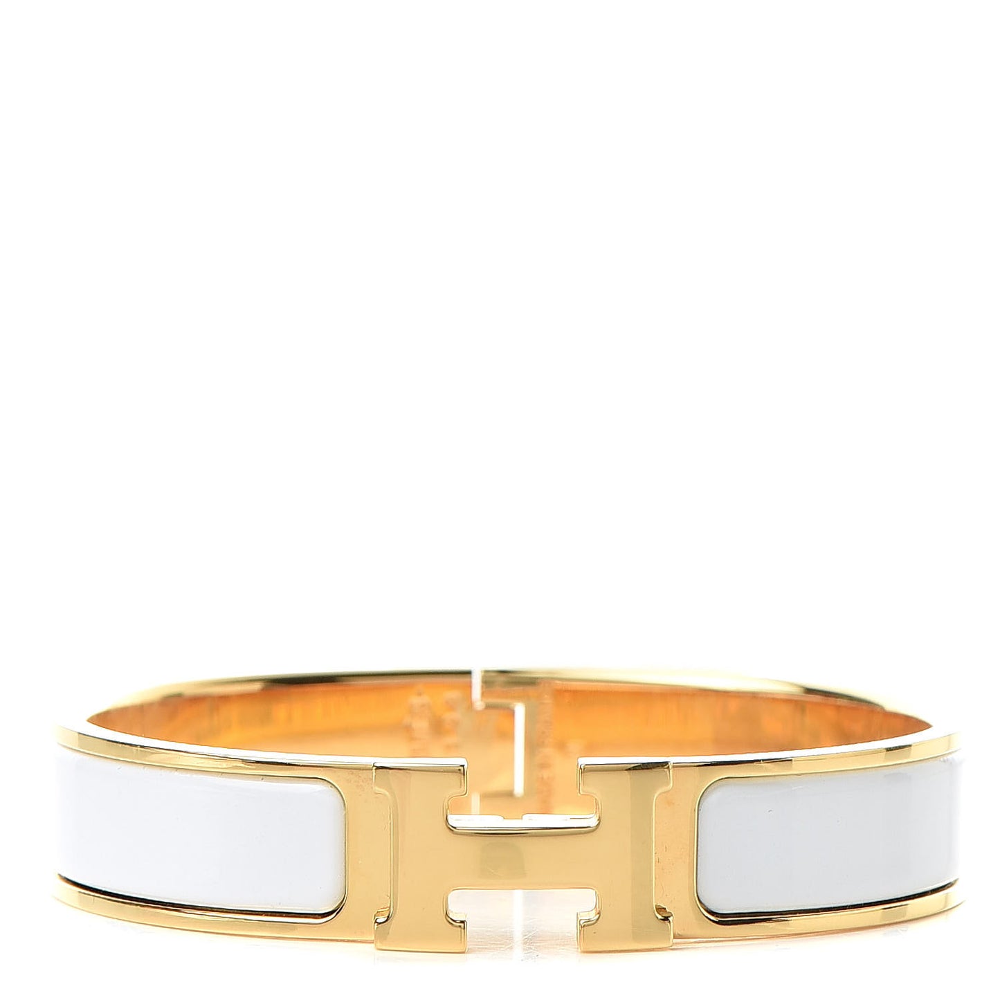 Enamel Narrow Clic Clac H Bracelet GM White