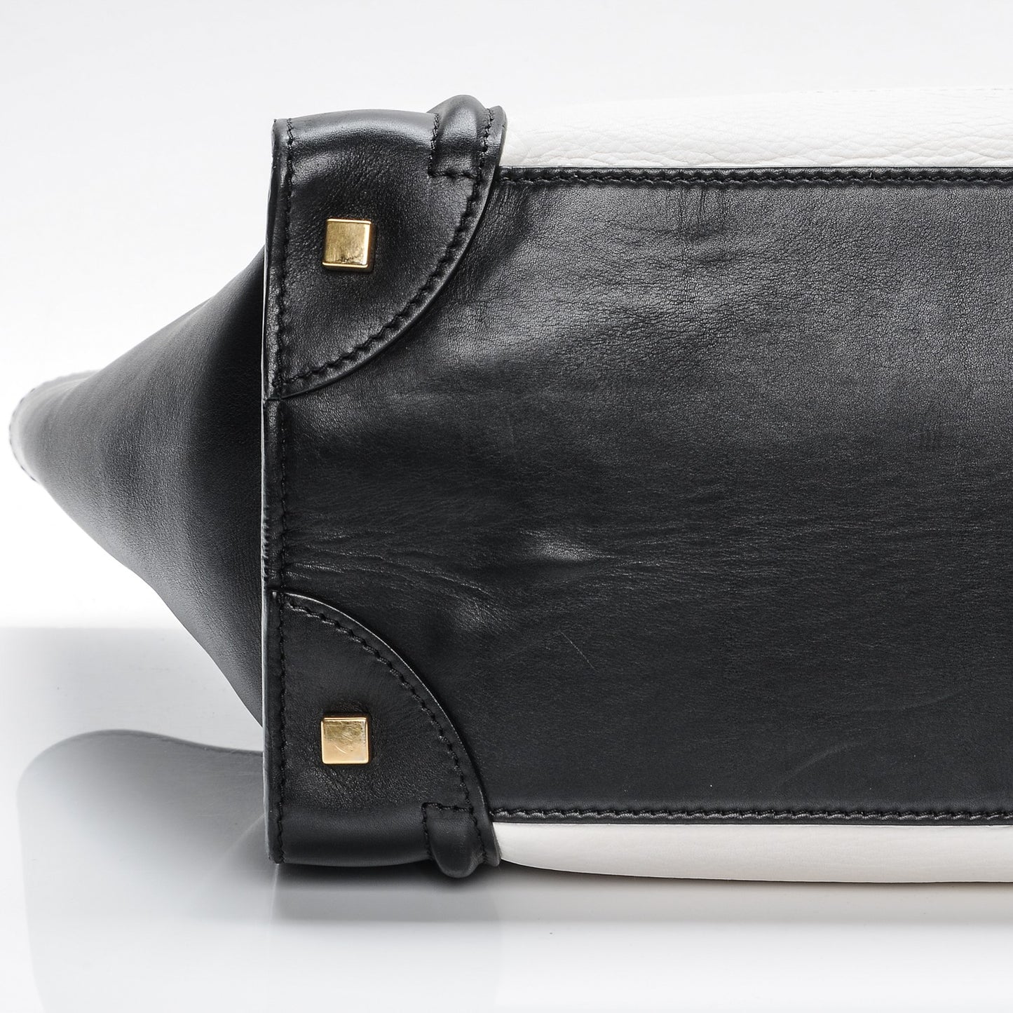Smooth Calfskin Shrunken Lambskin Mini Bi-Color Luggage Black White