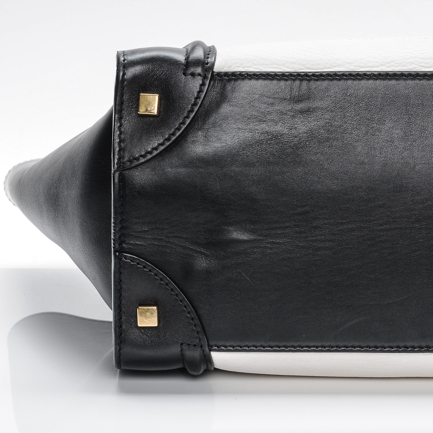 Celine Smooth Calfskin Shrunken Lambskin Mini Bi-Color Luggage Black White 9 of 9
