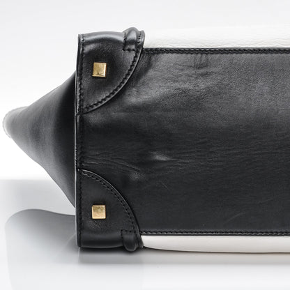 Celine Smooth Calfskin Shrunken Lambskin Mini Bi-Color Luggage Black White 9 of 9