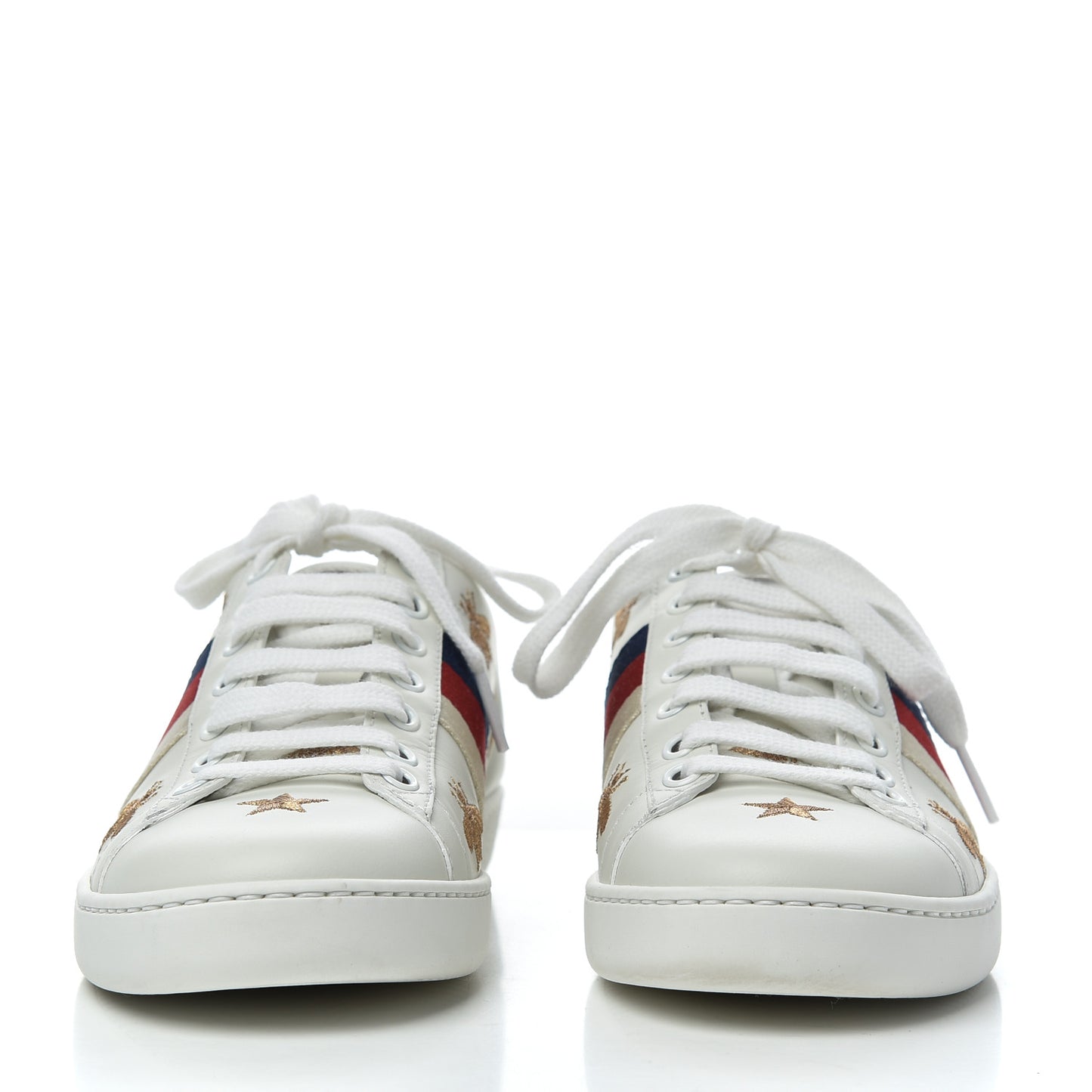 Calfskin Bee Star Embroidered Sylvie Web Ace Sneakers 35.5 White