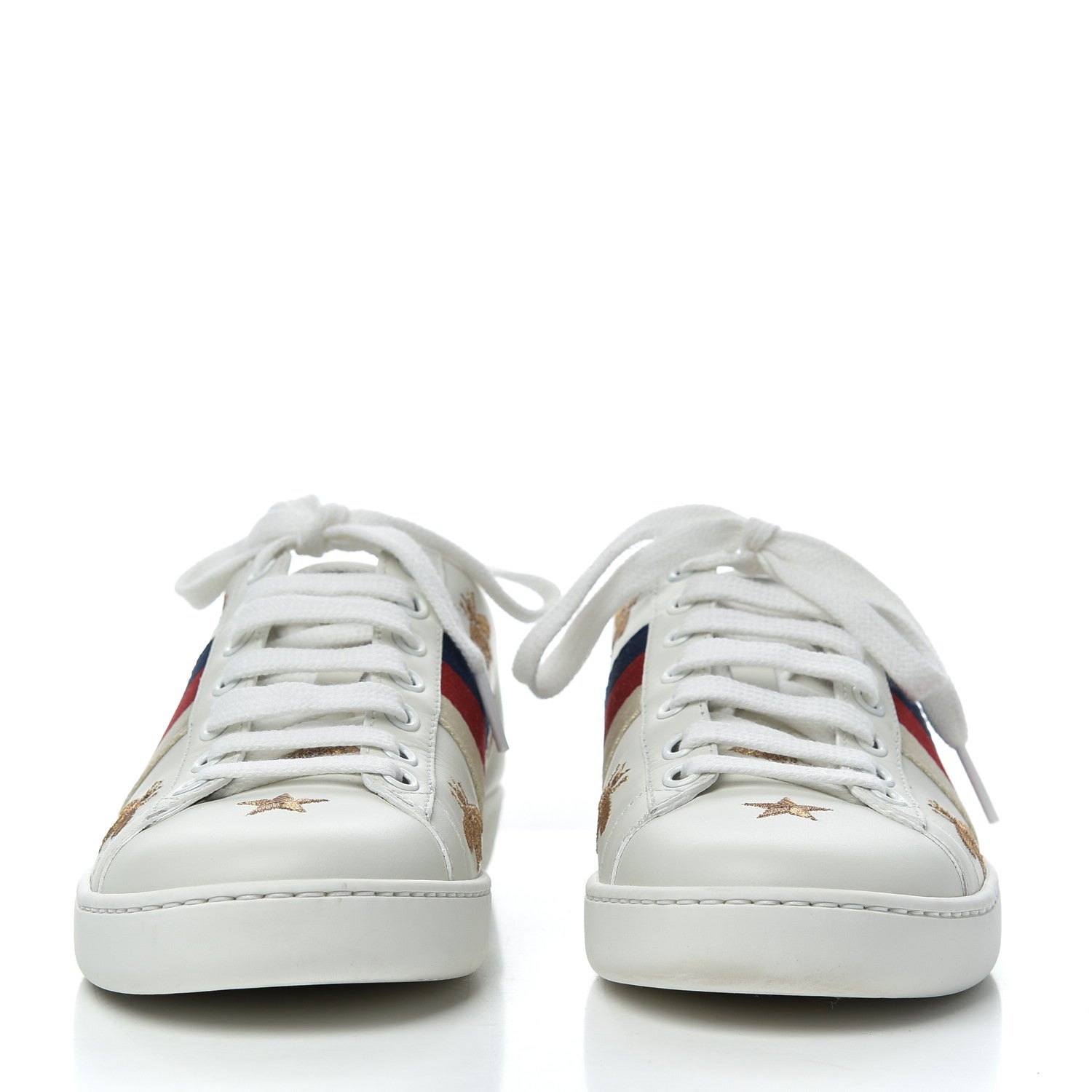 Gucci Calfskin Bee Star Embroidered Sylvie Web Ace Sneakers 35.5 White 2 of 12