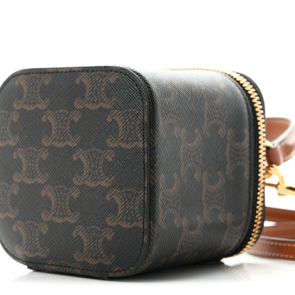 Celine Triomphe Canvas Calfskin Mini Vanity Case Tan 10 of 11