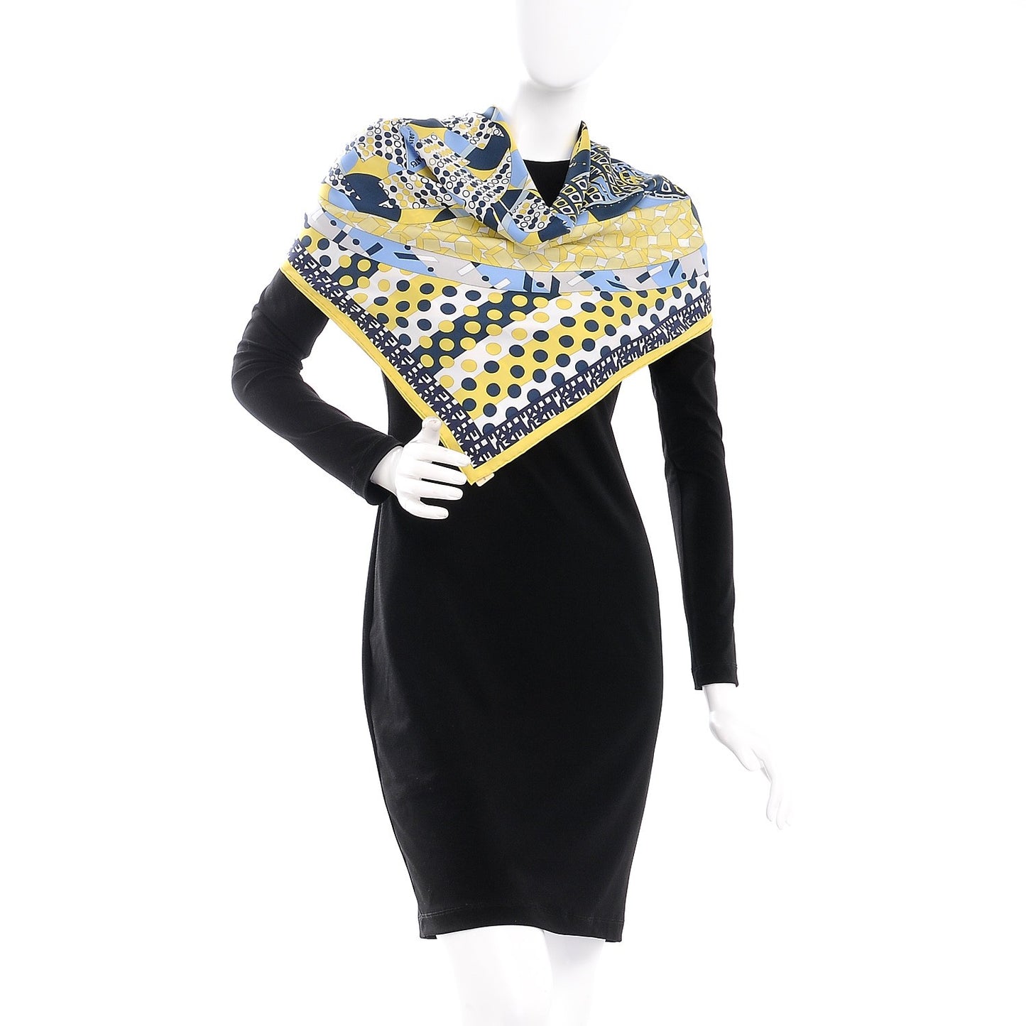 Silk Ex-Libris En Cravates 90 Scarf Jaune Marine Ciel