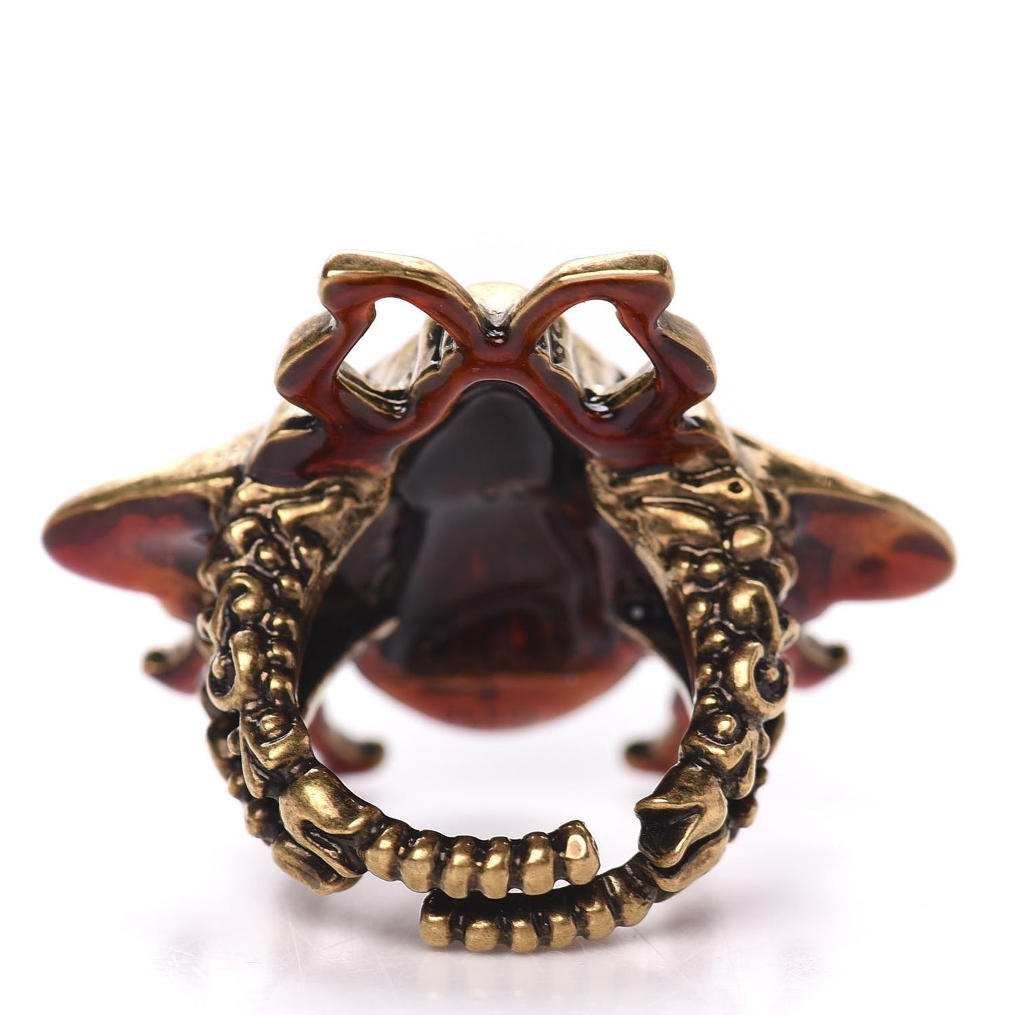 Metal Enamel Bee Ring 5.25 Aged Gold