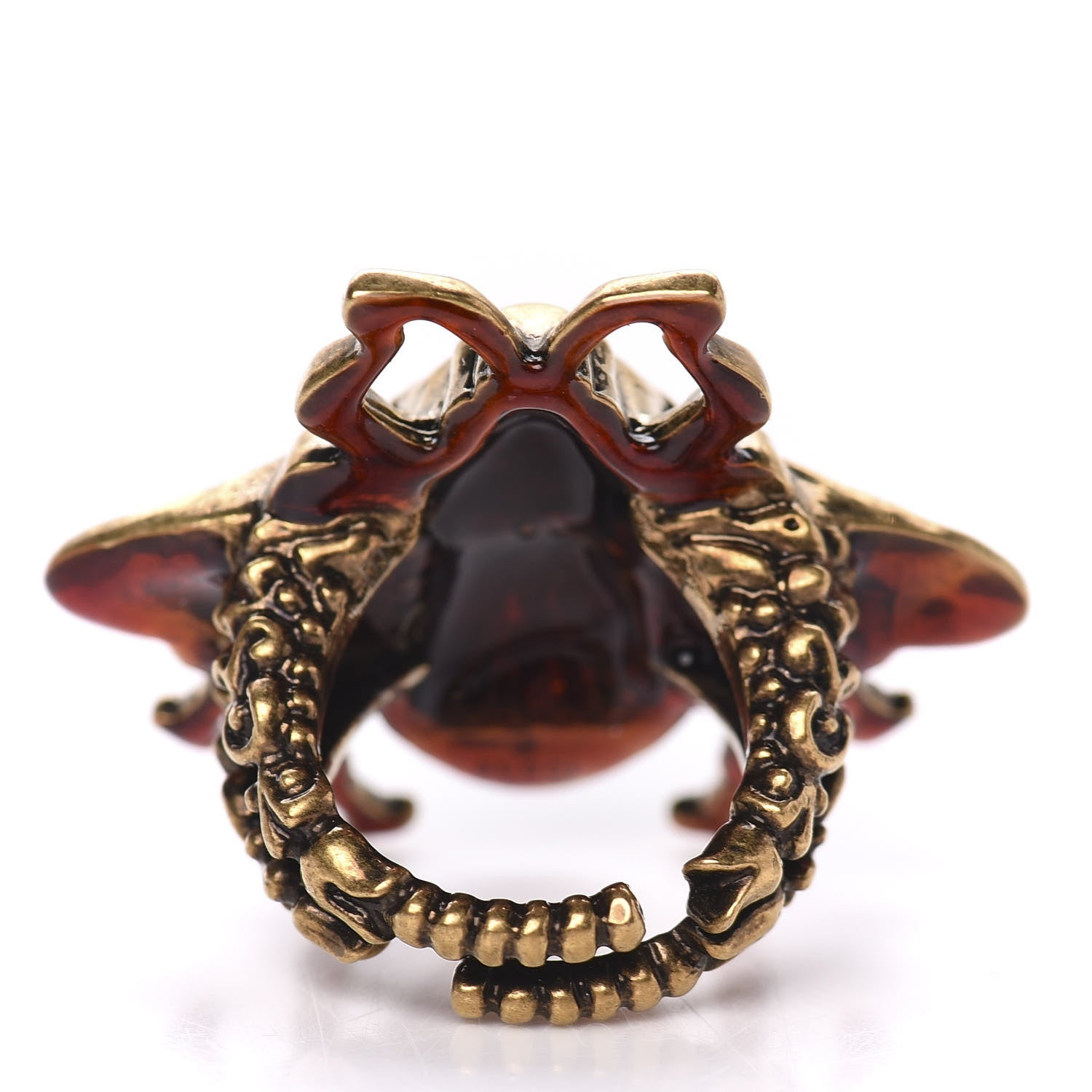 Gucci Metal Enamel Bee Ring 5.25 Aged Gold 4 of 5