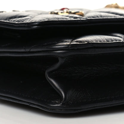 Chanel Aged Calfskin Quilted Lucky Charms 2.55 Reissue Wallet On Chain WOC Black 10 of 11