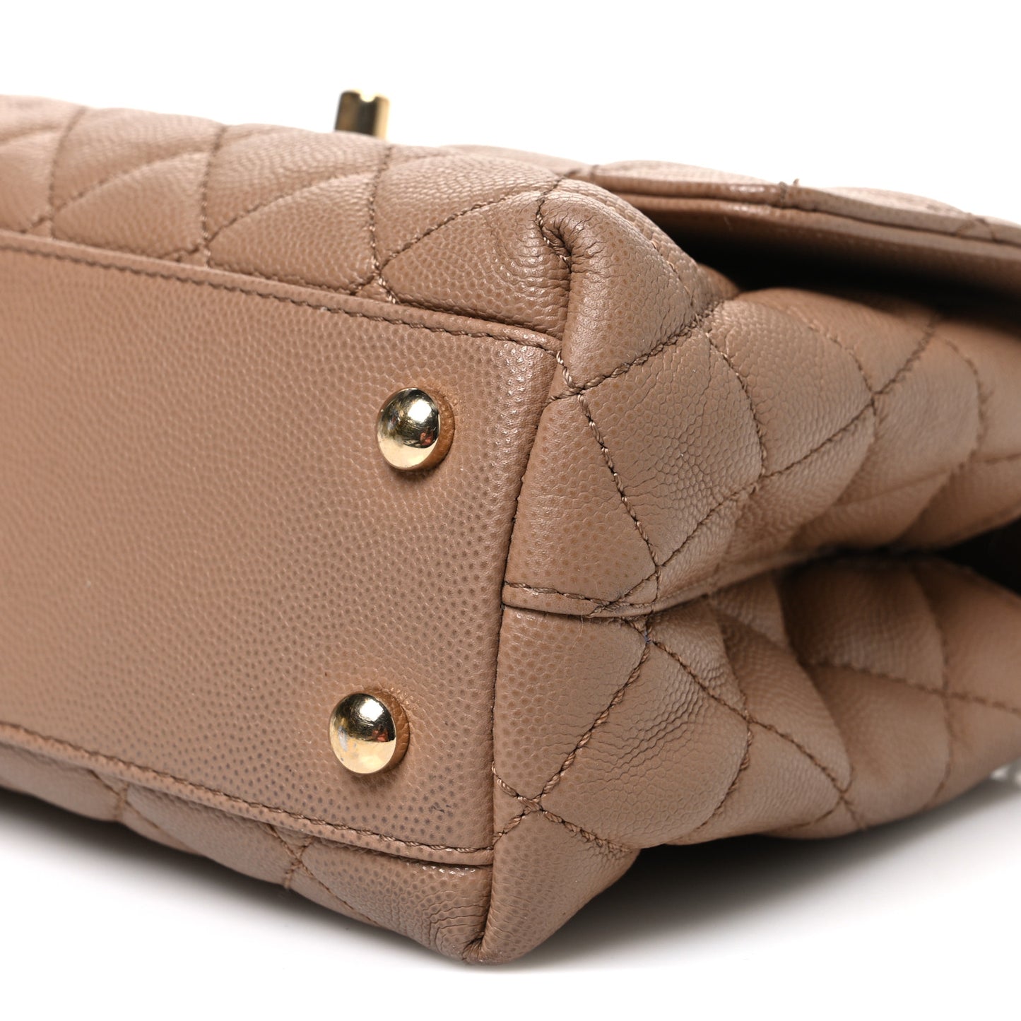 Caviar Quilted Mini Coco Handle Flap Beige