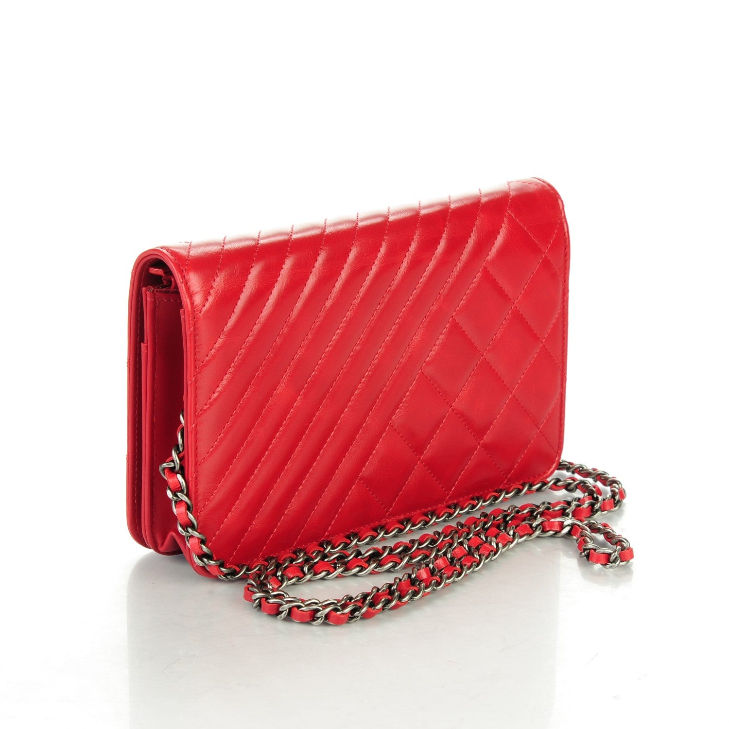 Chanel Lambskin Quilted Coco Boy Wallet On Chain WOC Red 3 of 8