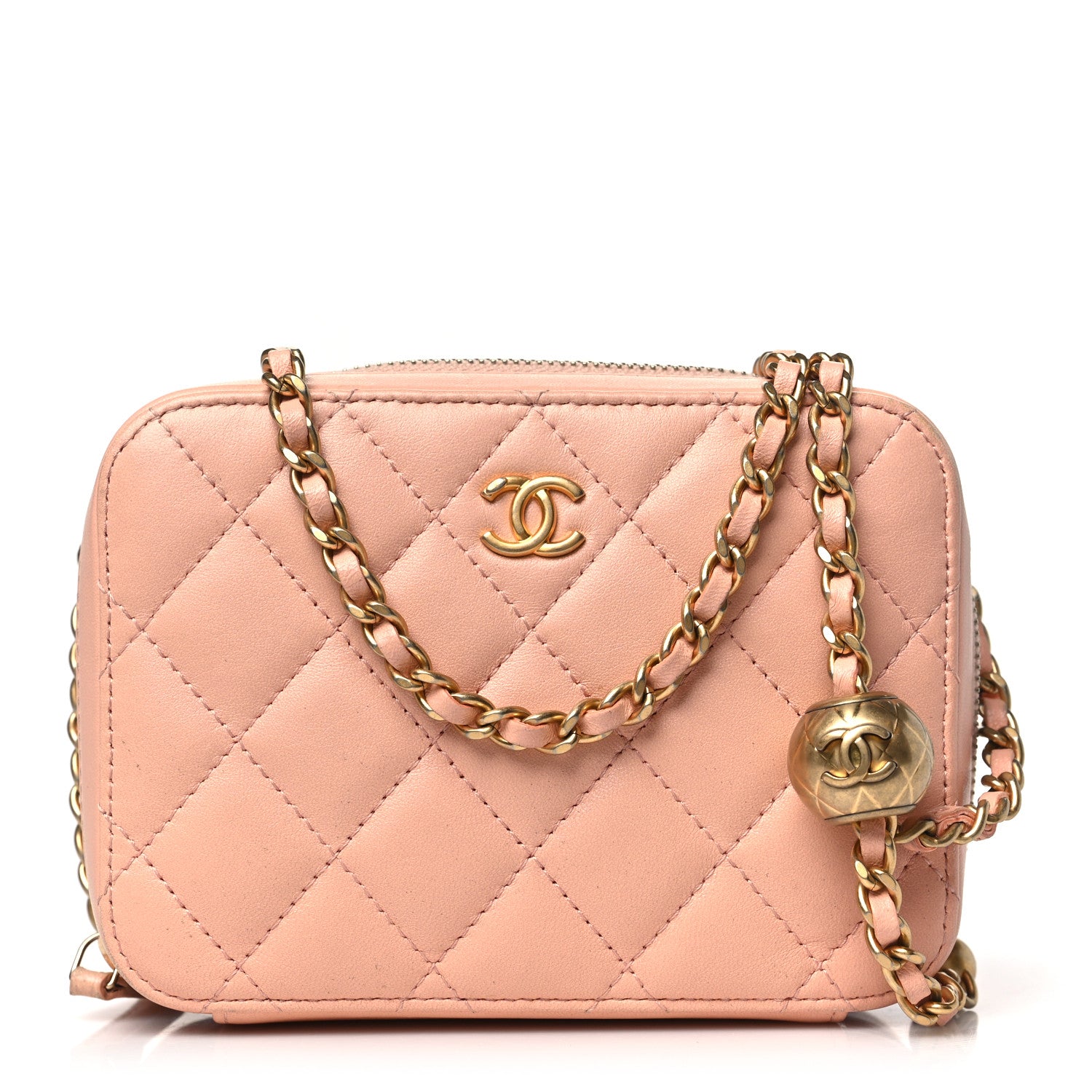Chanel Lambskin Quilted CC Pearl Crush Camera Case Light Pink 1 of 11