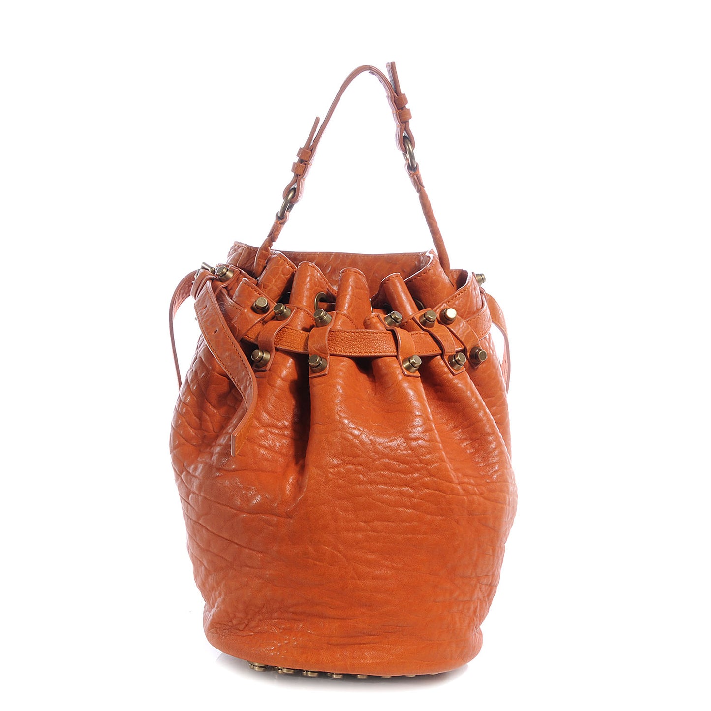 Pebbled Leather Diego w Antique Brass Hardware Tangerine