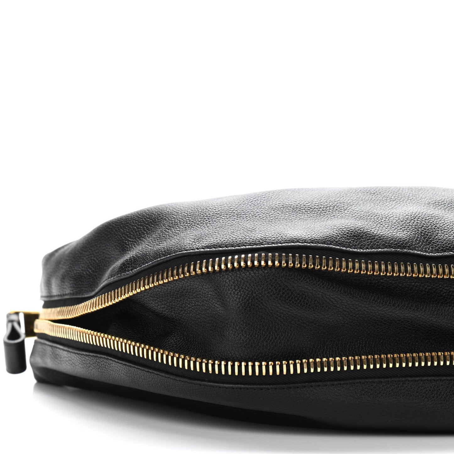 Grained Calfskin Zip Hobo Black