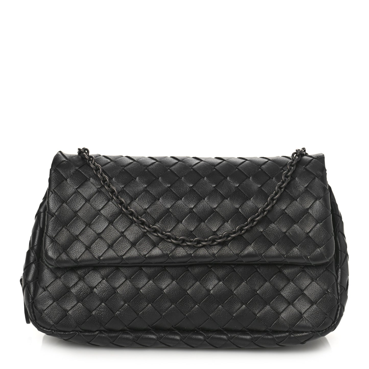 Nappa Intrecciato Mini Chain Messenger Black