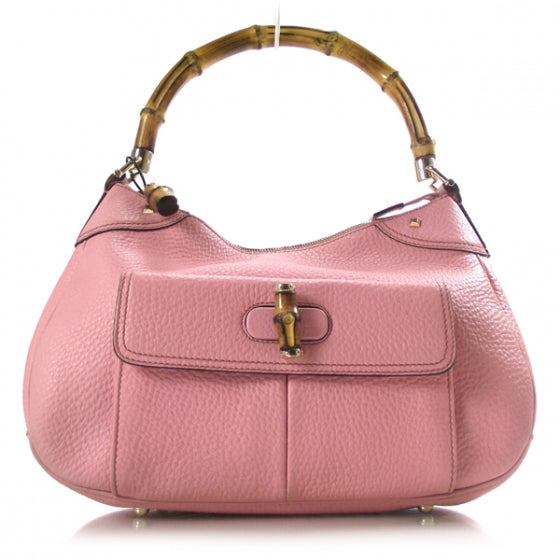 Calfskin Bamboo Top Handle Bag Pink