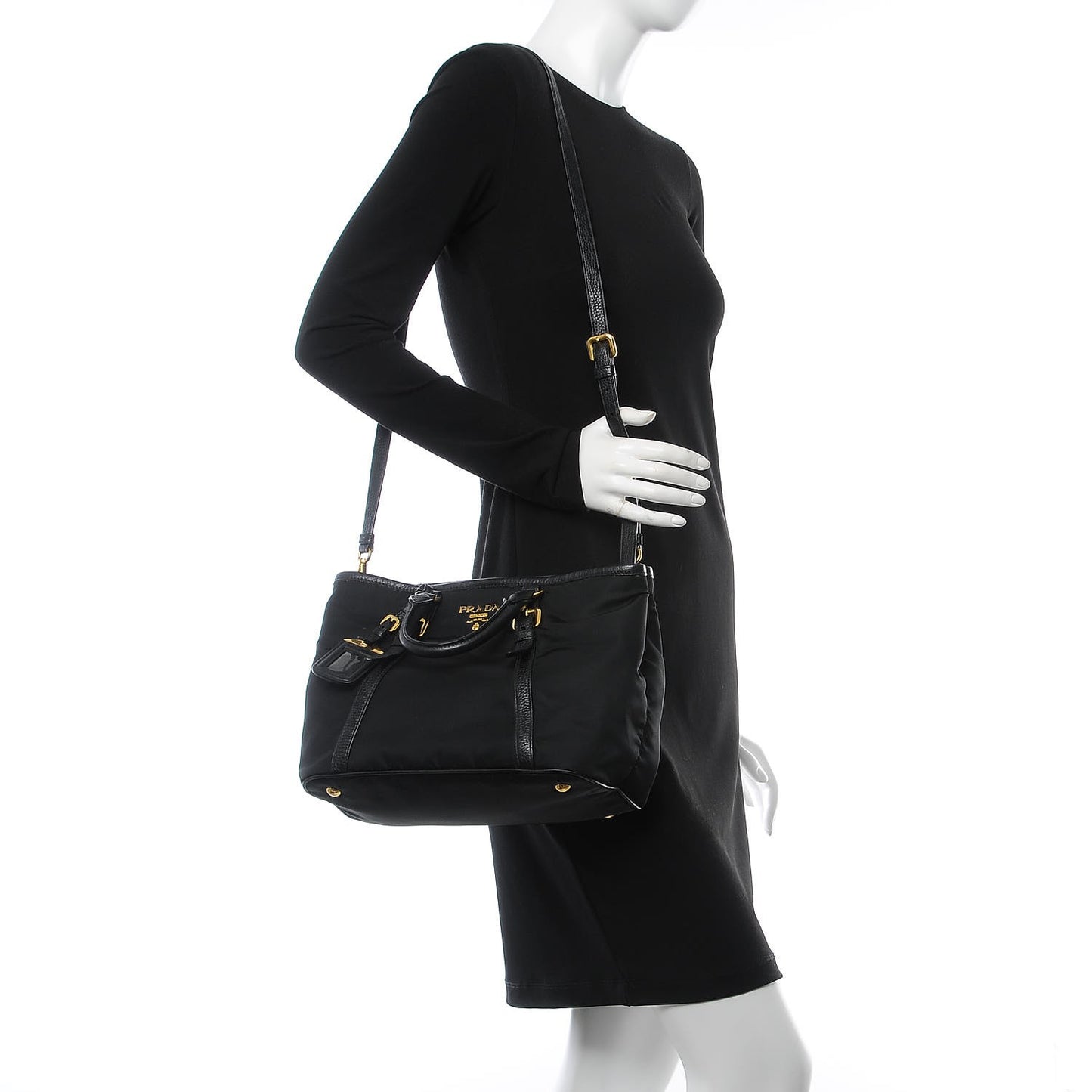 Tessuto Nylon Vitello Daino Tote Black