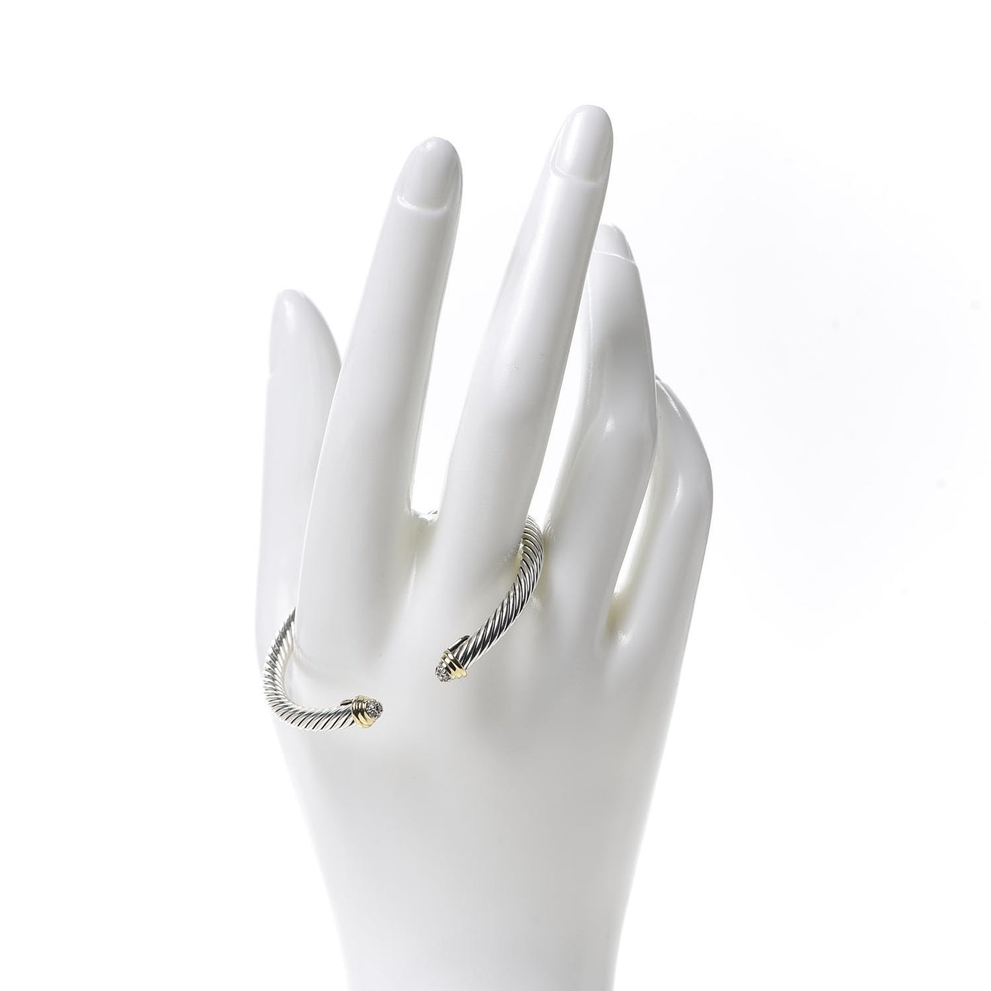 Sterling Silver 18K Yellow Gold Diamond 4mm Cable Kids Bracelet