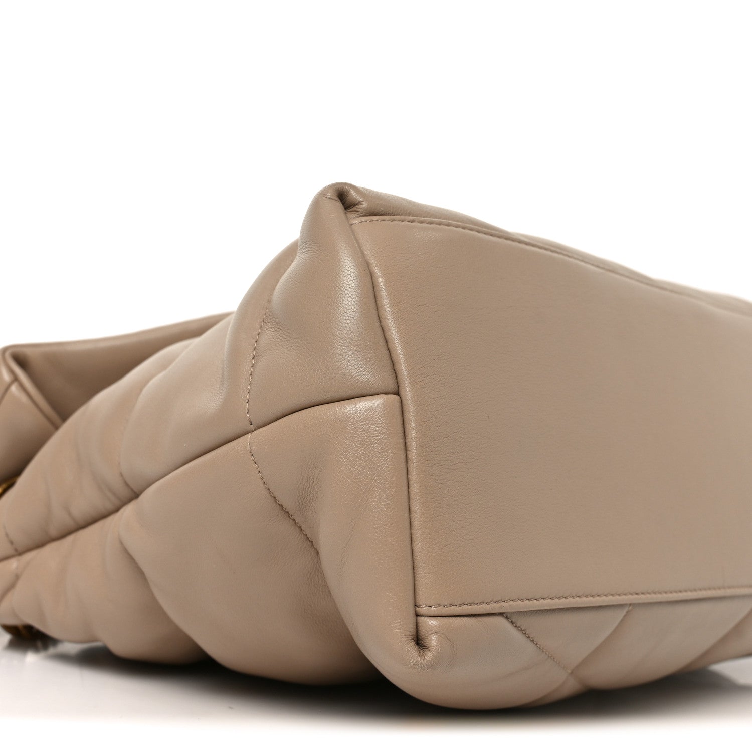 Saint Laurent Lambskin Quilted Small Loulou Puffer Monogram Chain Satchel Dark Beige 9 of 10