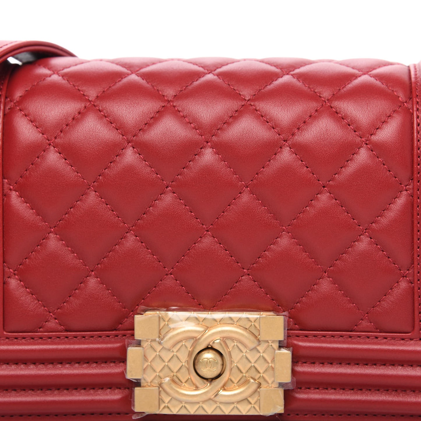 Calfskin Quilted Small Boy Logo Top Handle Flap Red