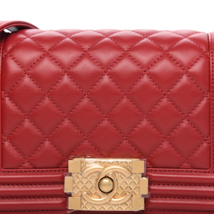 Chanel Calfskin Quilted Small Boy Logo Top Handle Flap Red 10 of 11