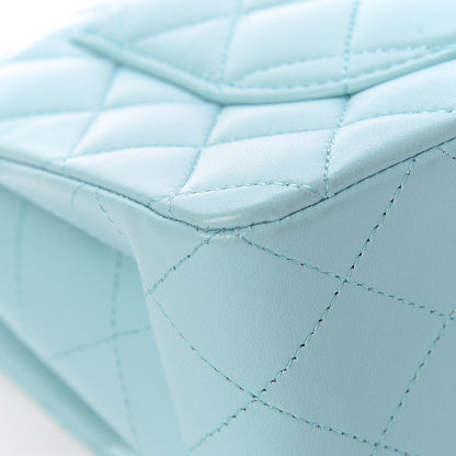 Chanel Lambskin Quilted Small Double Flap Light Blue 16 of 17