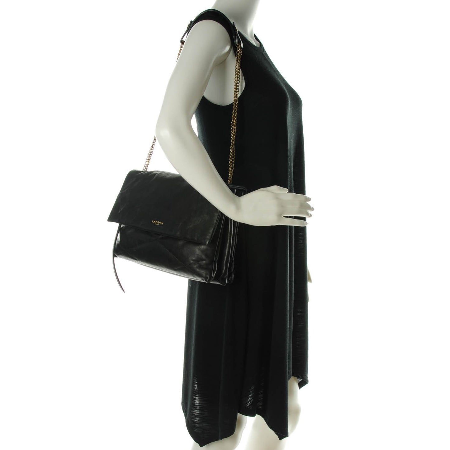 Lambskin Quilted Medium Sugar Flap Shoulder Bag Black