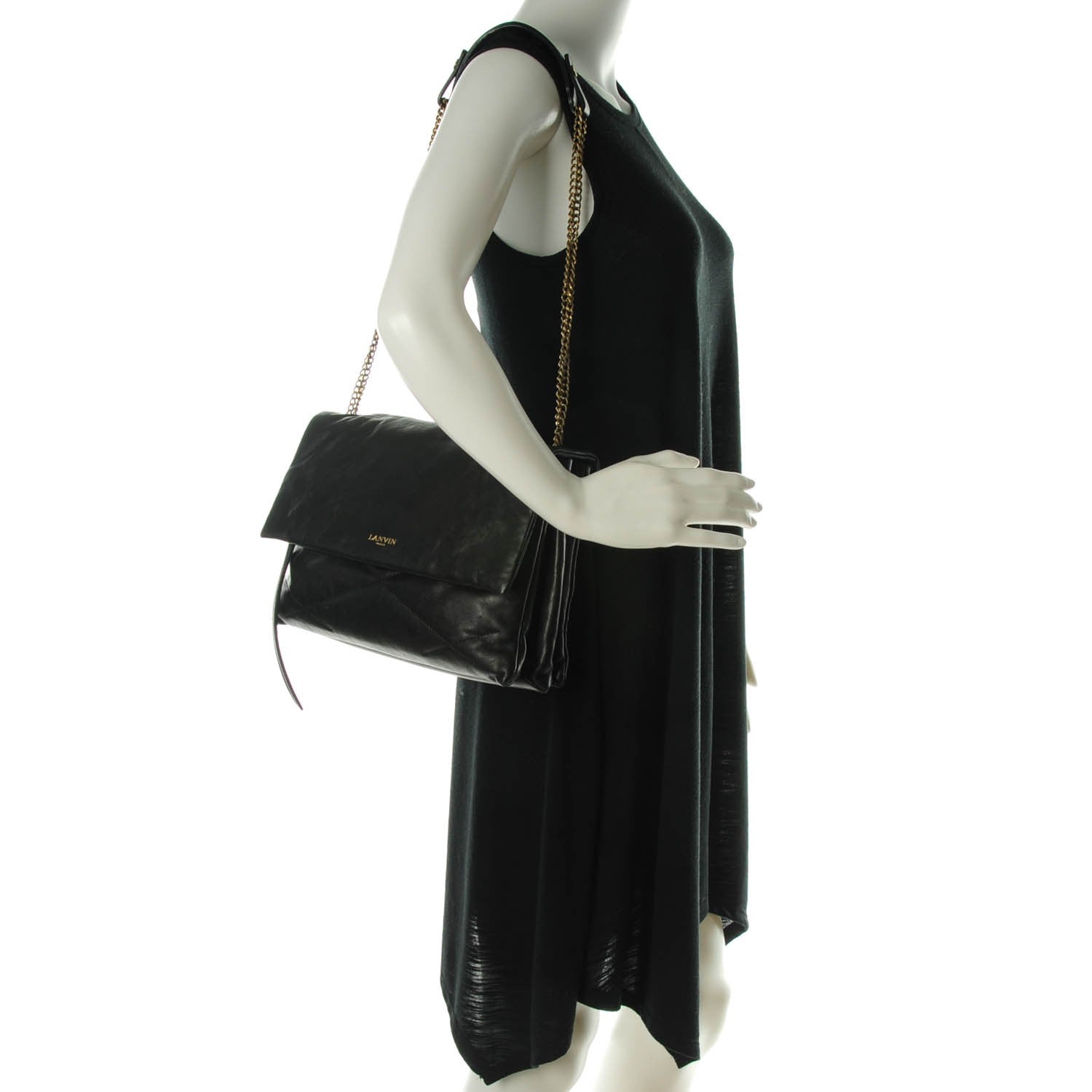 Lanvin Lambskin Quilted Medium Sugar Flap Shoulder Bag Black 2 of 7