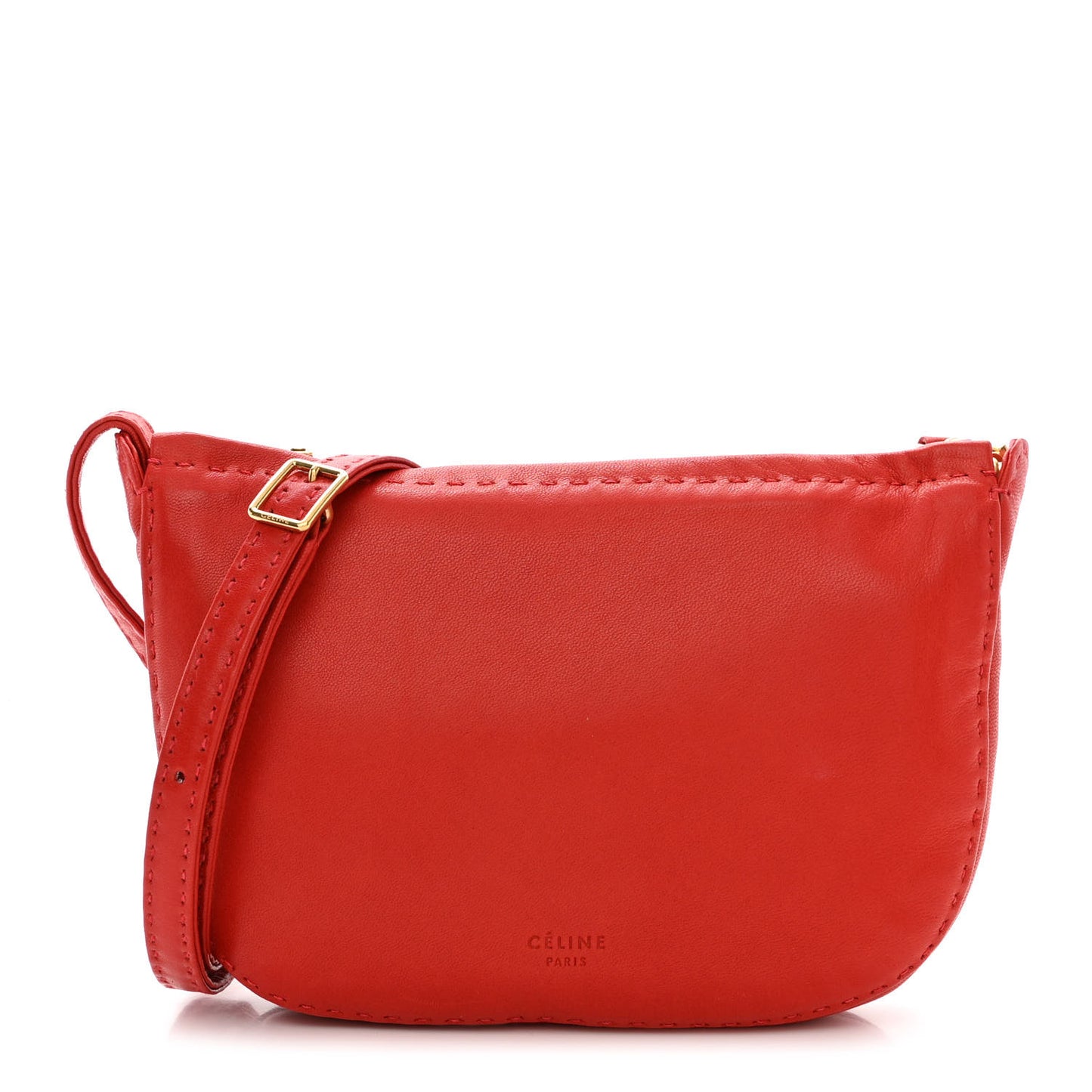 Soft Lambskin Mini Croissant Pouch Crossbody Bag Alizarin