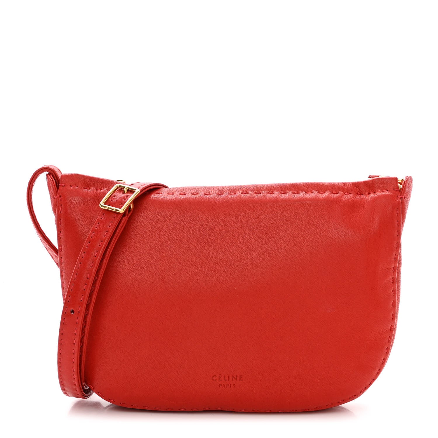 Celine Soft Lambskin Mini Croissant Pouch Crossbody Bag Alizarin 1 of 10
