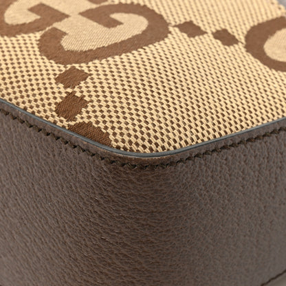 Gucci Monogram Jumbo GG Textured Dollar Calfskin Web Messenger Shoulder Bag Camel Ebony New Acero 12 of 15