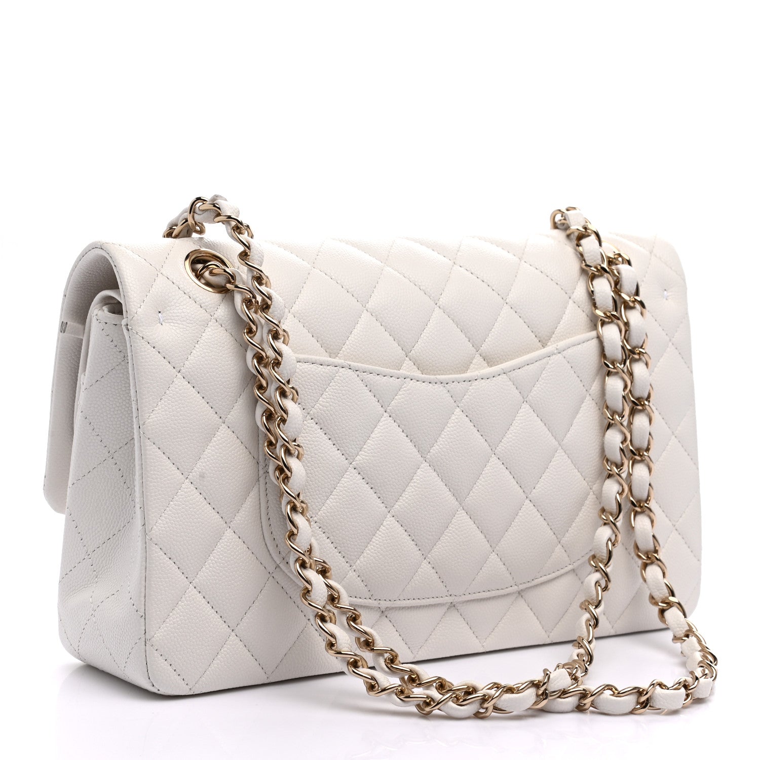 Chanel Caviar Quilted Medium Double Flap White 3 of 9