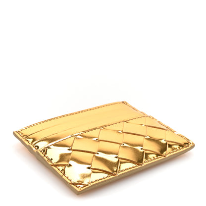 Bottega Veneta Metallic Nappa Intrecciato Card Case Gold 4 of 8