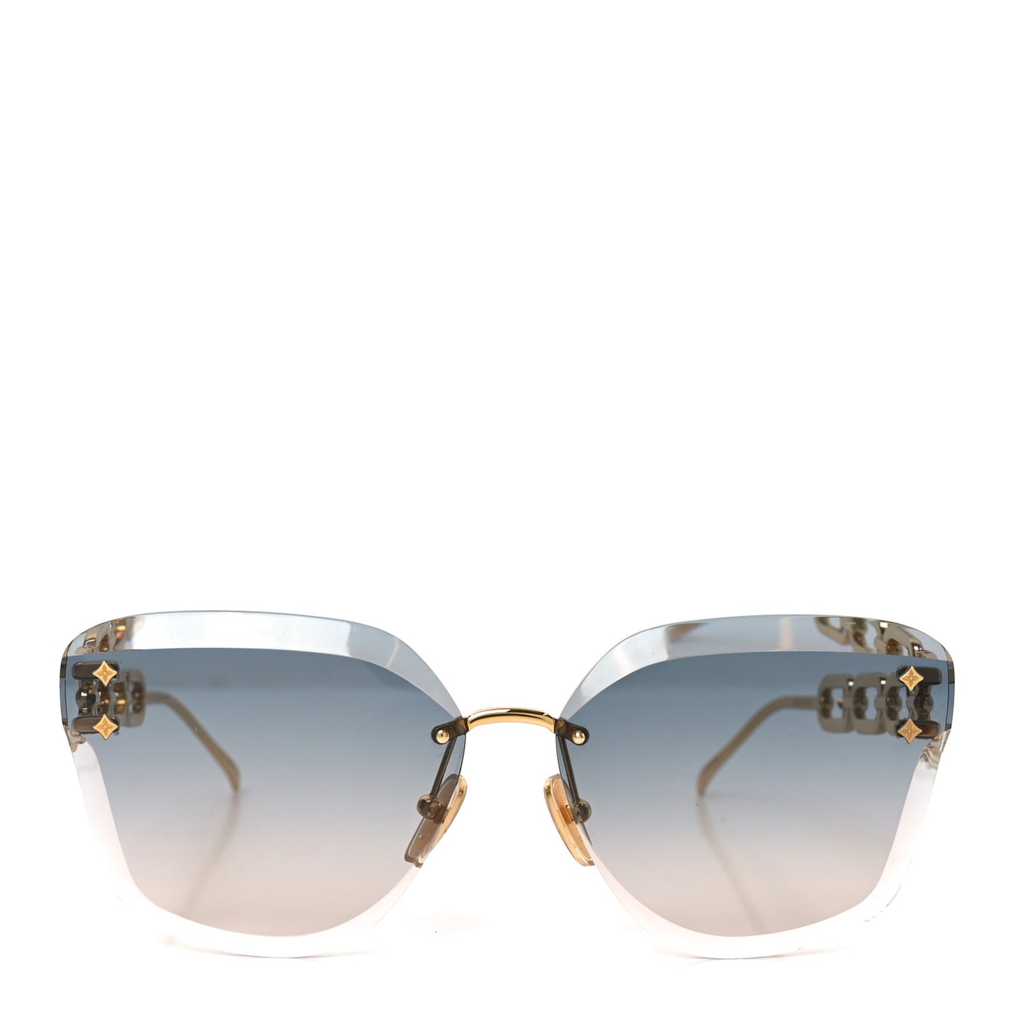 Metal Rimless LV Jewel Cat Eye Sunglasses Z1626U Gradient Blue