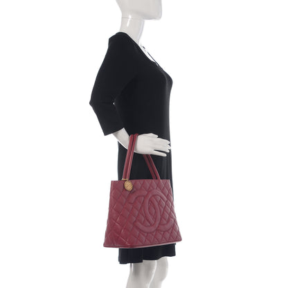 Chanel Caviar Quilted Medallion Tote Dark Pink 2 of 10