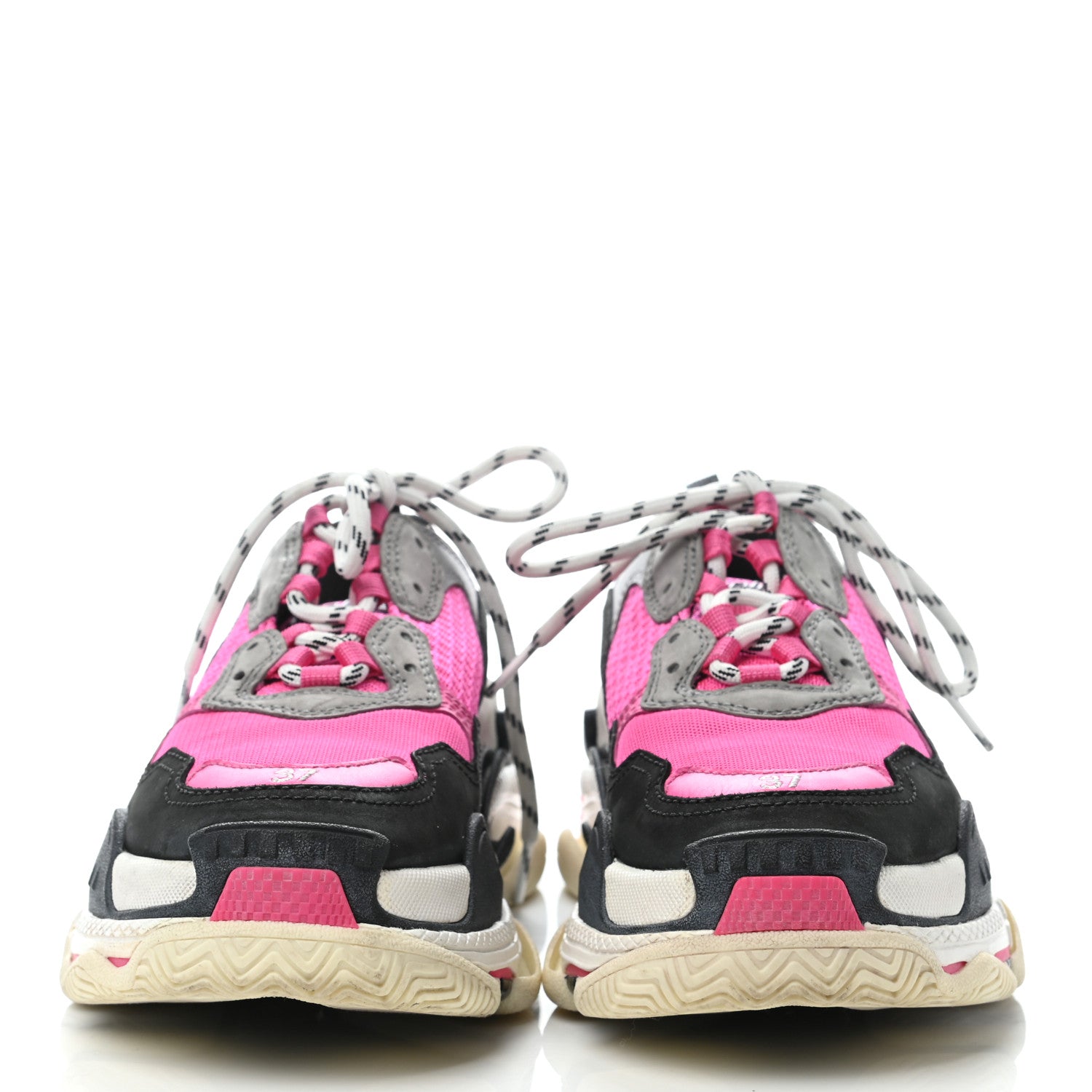 Balenciaga Fabric Mesh Womens Triple S Sneakers 37 Fluo Pink Grey White 2 of 7