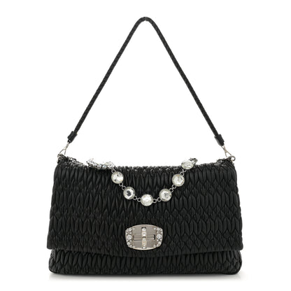 Miu Miu Nappa Matelasse Crystal Flap Clutch Black 1 of 12