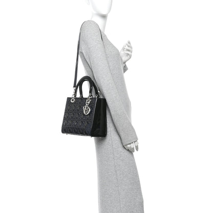 Christian Dior Patent Cannage Medium Lady Dior Navy Blue 2 of 10
