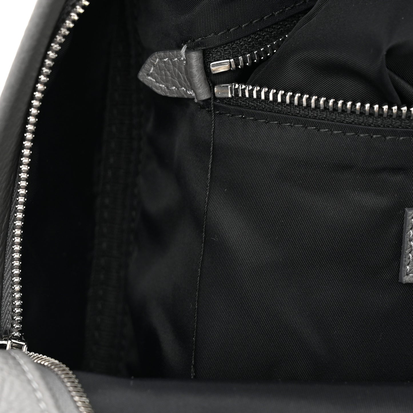 Calfskin Logo Embossed Backpack Charcoal Grey