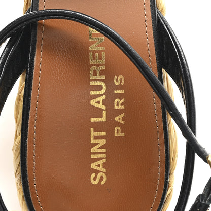Saint Laurent Calfskin Paloma Espadrille 95 Wedges 37.5 Black 8 of 10