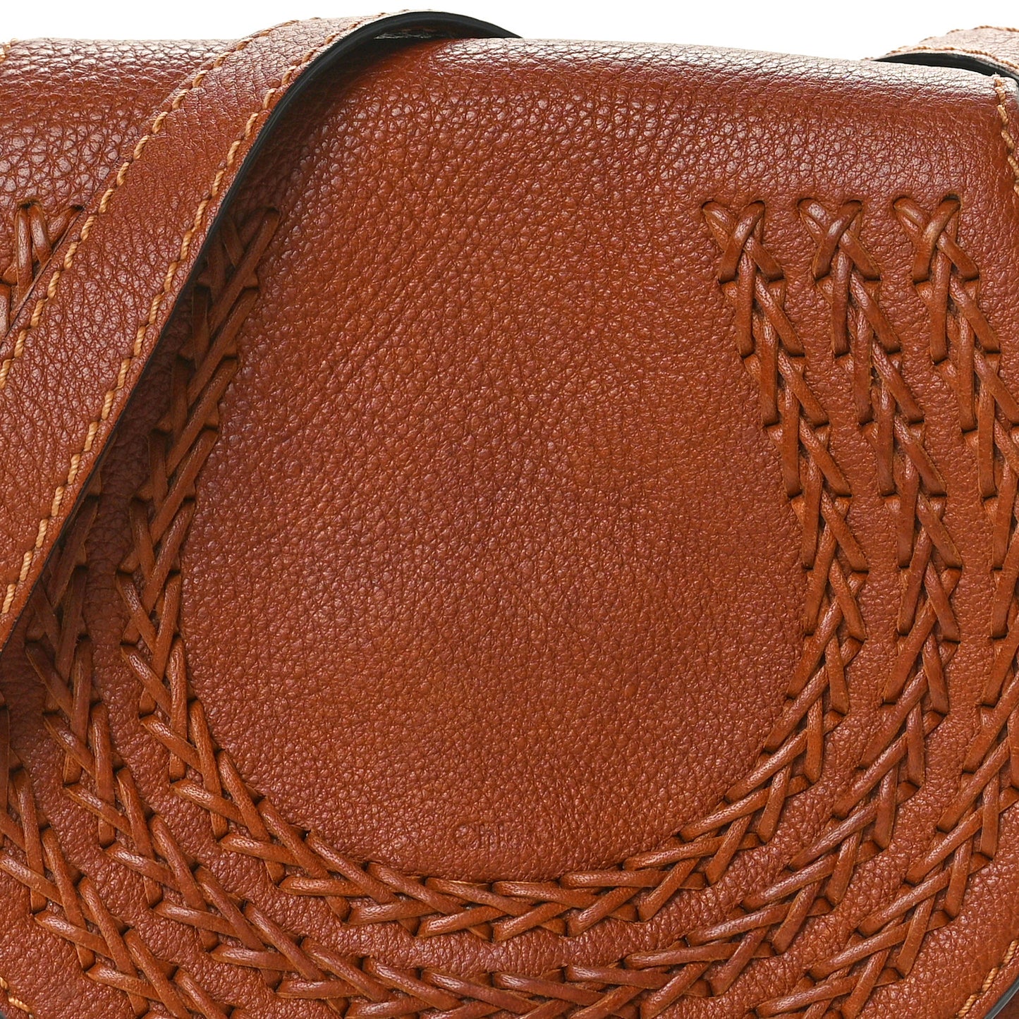 Calfskin Braided Mini Marcie Round Crossbody Bag Tan