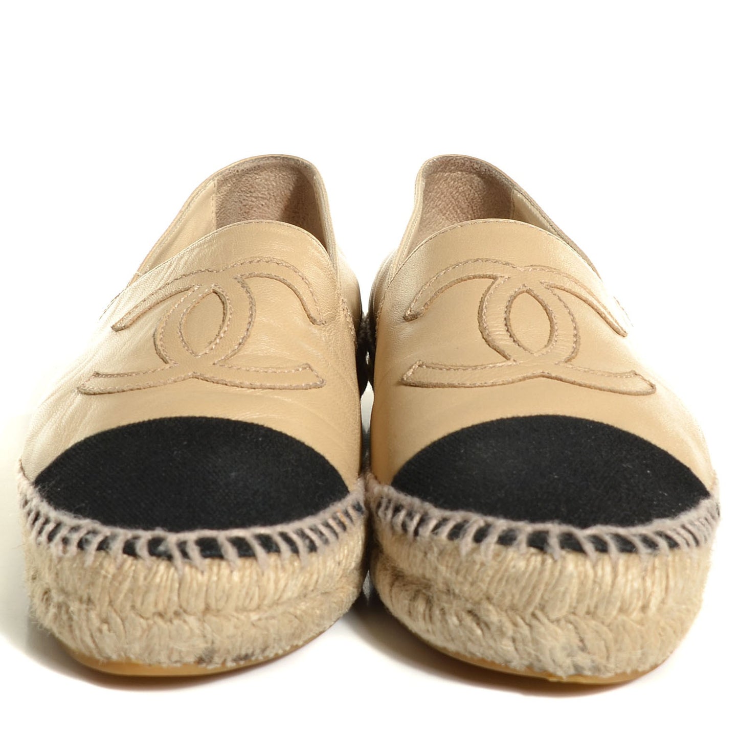 Lambskin CC Espadrilles 37 Beige Black