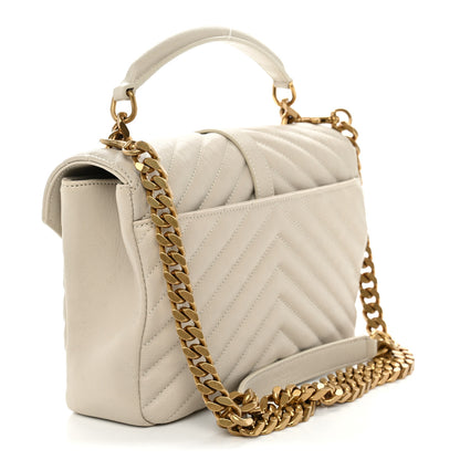 Saint Laurent Sheepskin Matelasse Chevron Monogram Medium College Bag Crema Soft 3 of 12